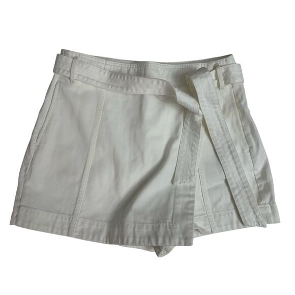 Veronica Beard Skort Agee White Cotton Denim Tie Belt Waist size 12 new - Picture 2 of 9